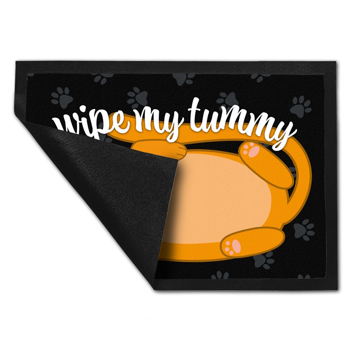 Wipe my tummy Katze Fußmatte in 35x50 cm und Spruch