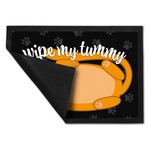 Wipe my tummy Katze Fußmatte in 35x50 cm und Spruch