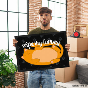 Wipe my tummy Katze Fußmatte in 35x50 cm und Spruch
