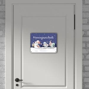 Wichtel Metallschild in 15x20 cm mit Spruch Hereingewichtelt