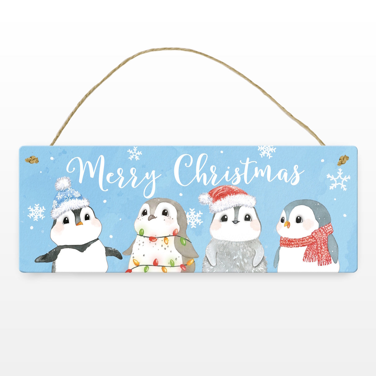 Baby Pinguin Metallschild mit Spruch Merry Christmas