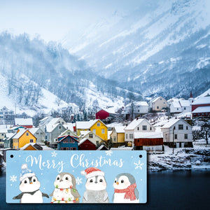 Baby Pinguin Metallschild mit Spruch Merry Christmas