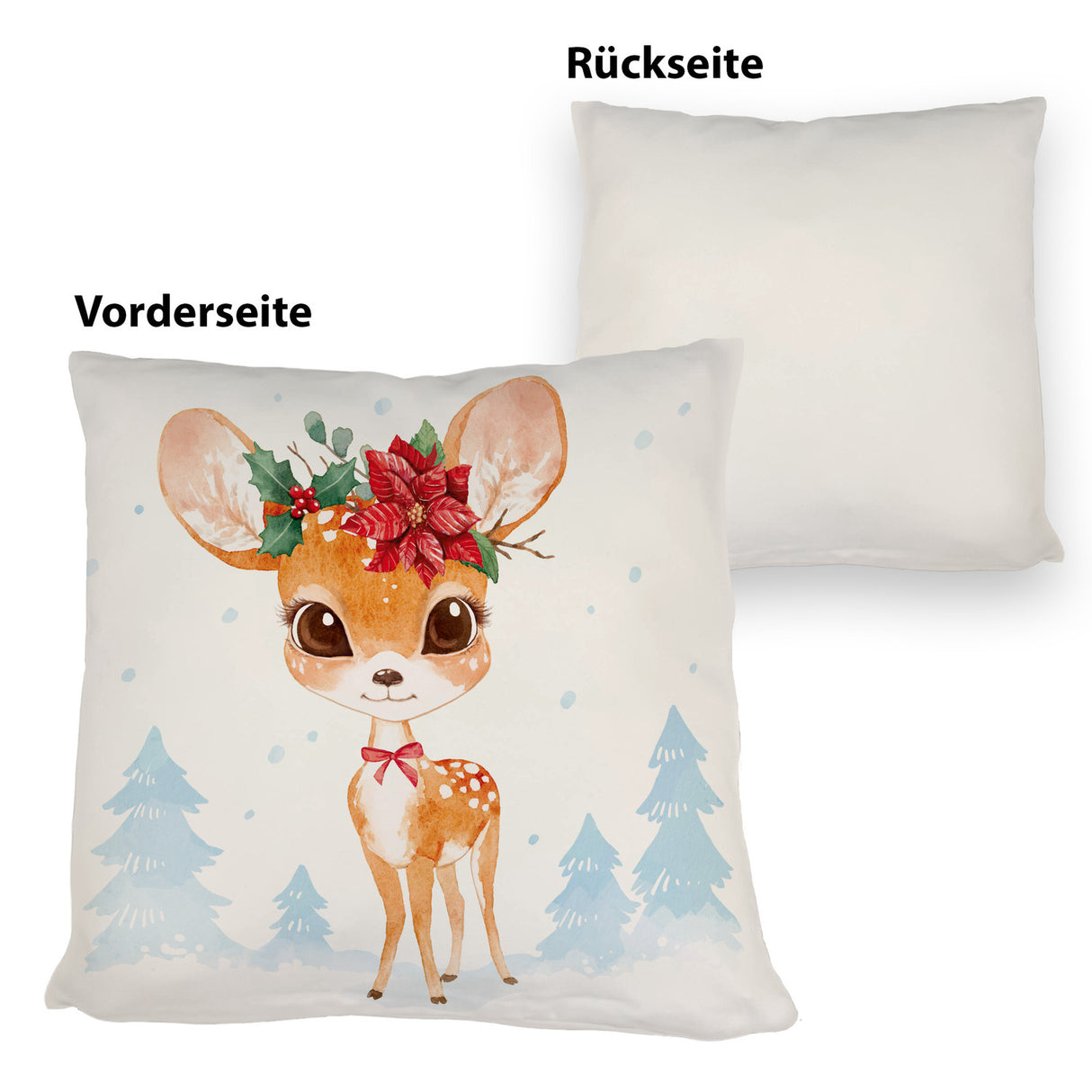 Rehkitz Kissen im Aquarell-Stil