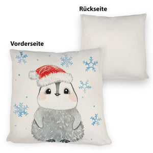 Pinguin mit roter Mütze Kissen