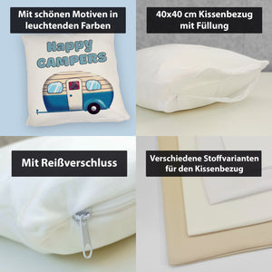 Wohnwagen Kissen mit Spruch Happy Campers