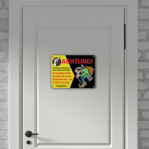 Einbrecher Metallschild in 15x20 cm mit Spruch Achtung An Einbrecher und Halunken