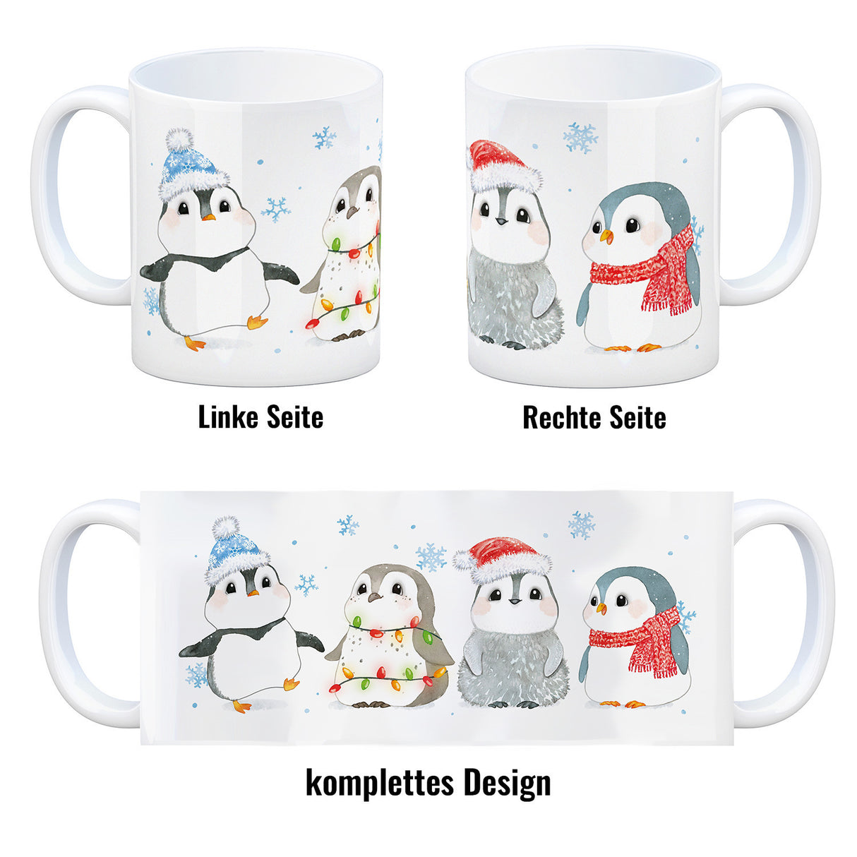 Pinguin Familie in Weihnachtsstimmung Kaffeebecher