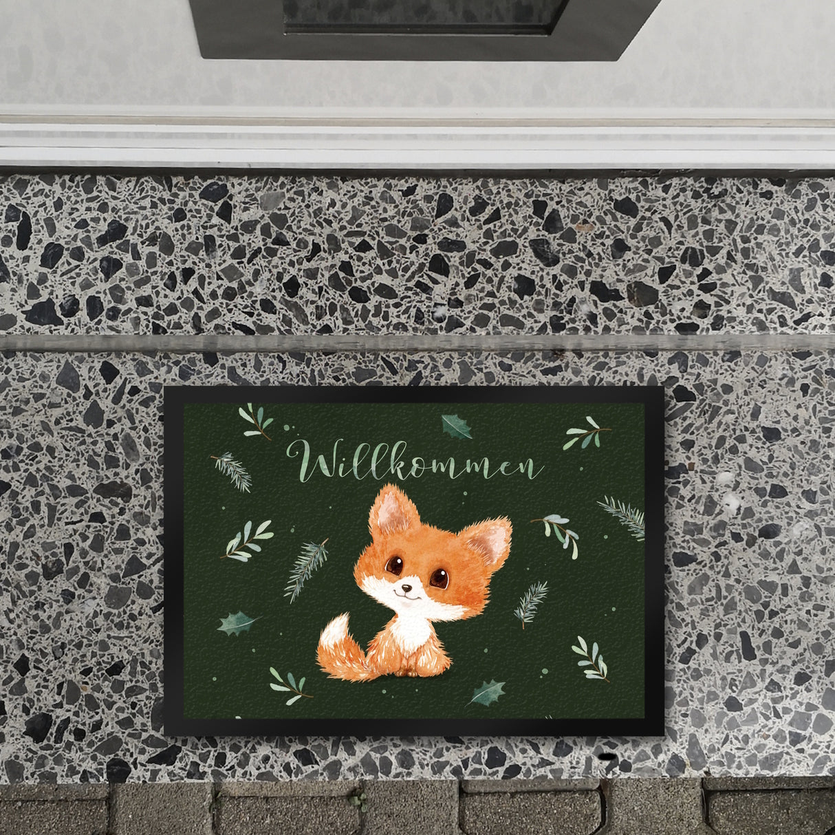 Baby Fuchs Fußmatte in 35x50 cm mit Spruch Willkommen