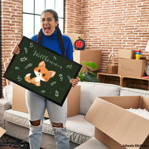 Baby Fuchs Fußmatte in 35x50 cm mit Spruch Willkommen