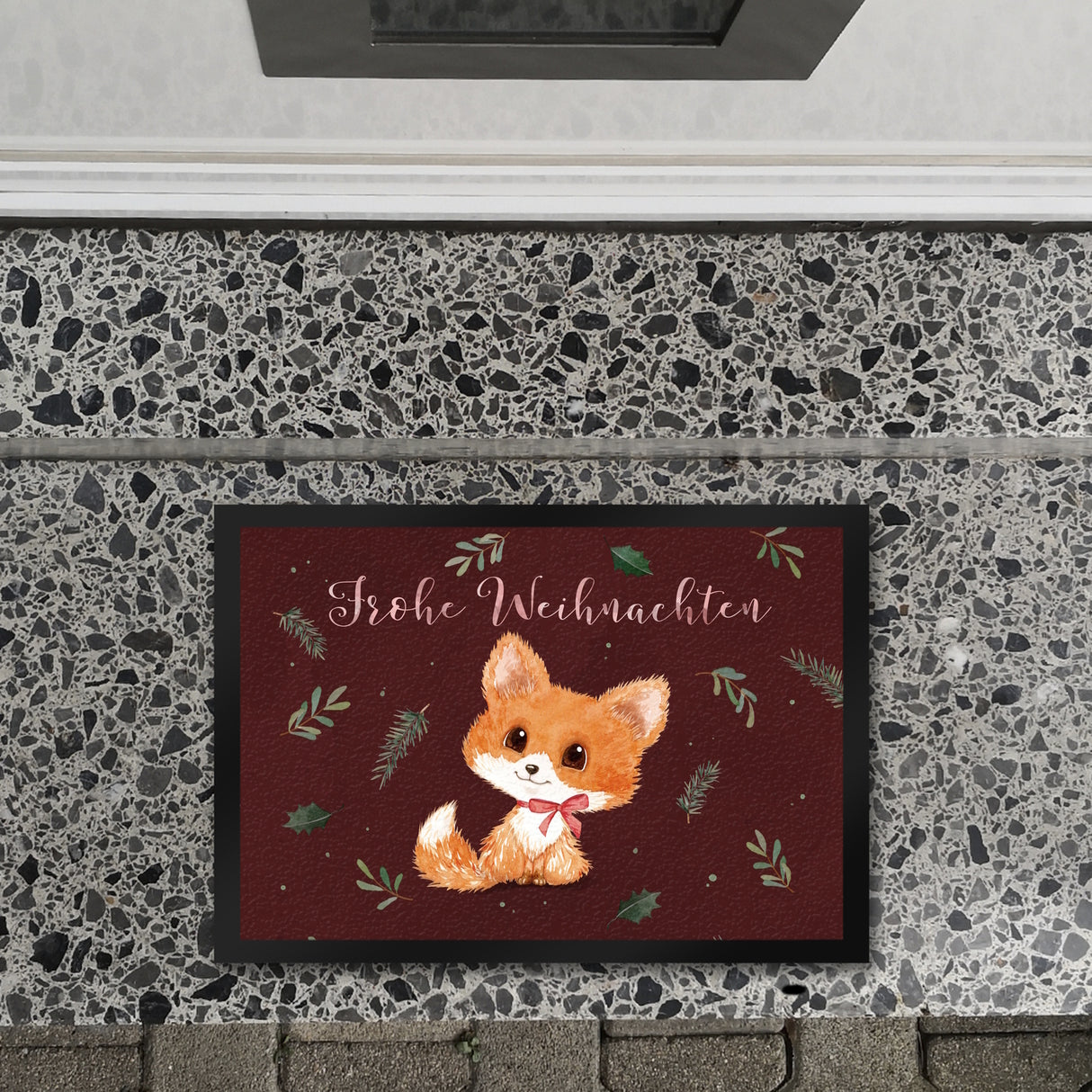 Baby Fuchs Fußmatte in 35x50 cm mit Spruch Frohe Weihnachten