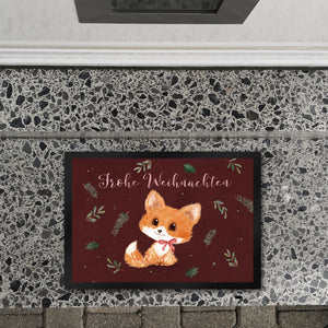 Baby Fuchs Fußmatte in 35x50 cm mit Spruch Frohe Weihnachten