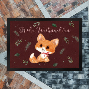 Baby Fuchs Fußmatte in 35x50 cm mit Spruch Frohe Weihnachten