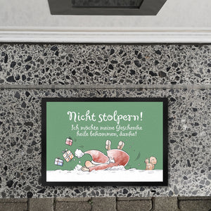 Nicht stolpern Fußmatte in 35x50 cm mit Weihnachtswichtel