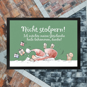 Nicht stolpern Fußmatte in 35x50 cm mit Weihnachtswichtel