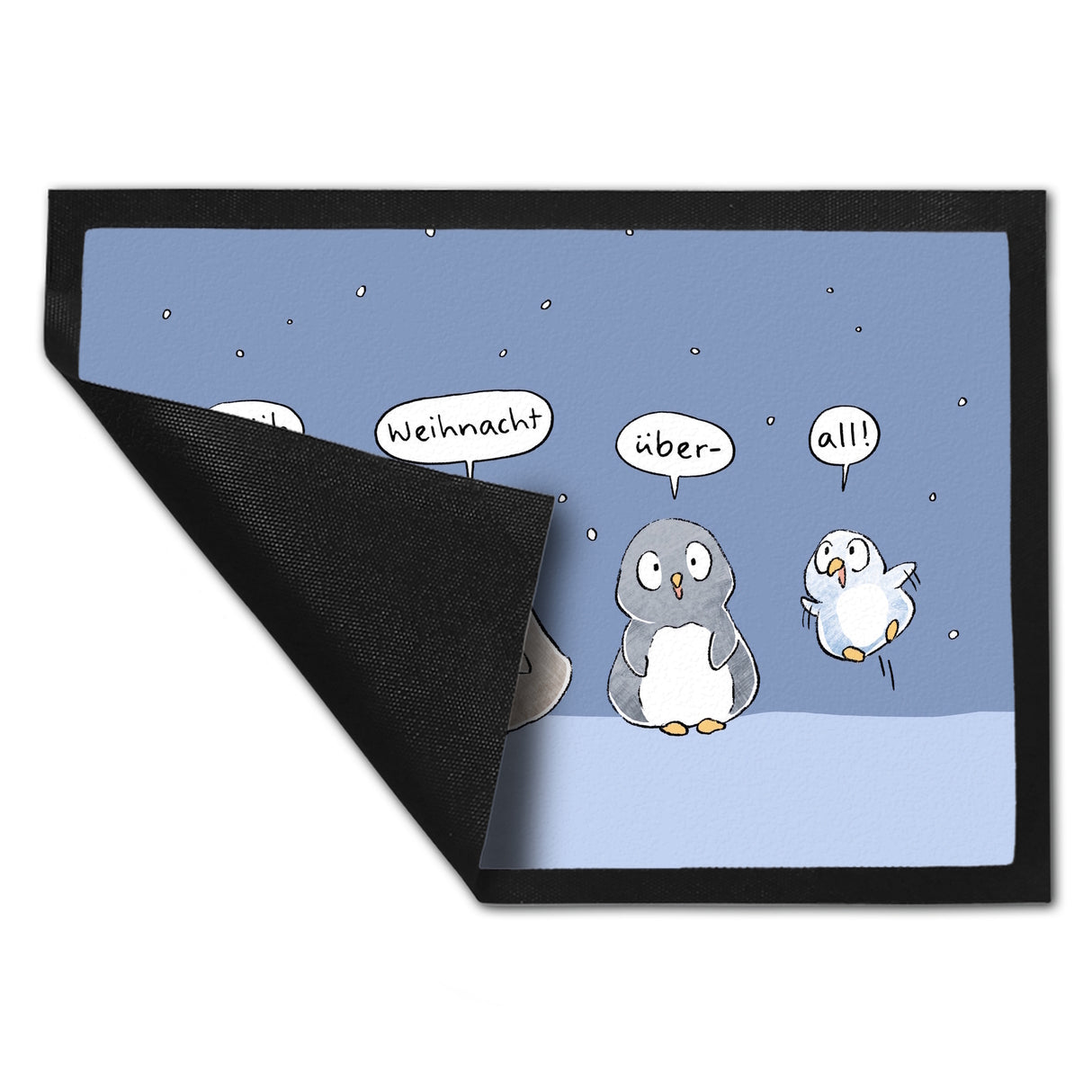 Pinguin Familie Fußmatte in 35x50 cm mit Spruch Fröhliche Weihnacht überall