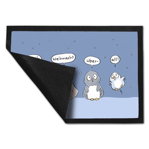 Pinguin Familie Fußmatte in 35x50 cm mit Spruch Fröhliche Weihnacht überall