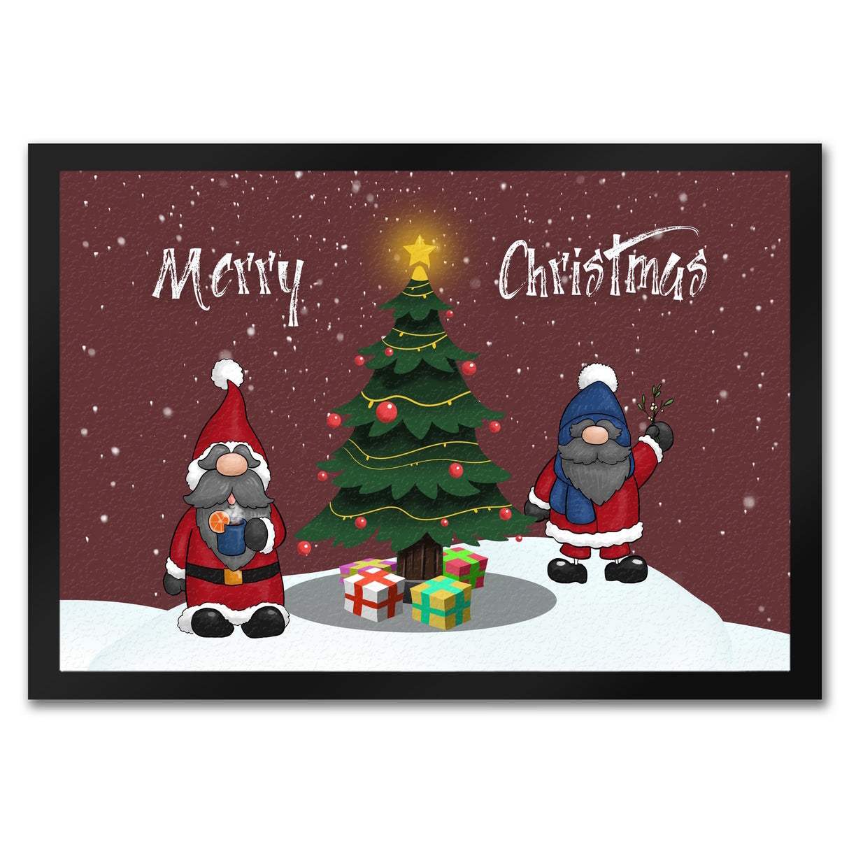 Wichtel Fußmatte in 35x50 cm mit Spruch Merry Christmas