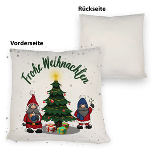 Weihnachtswichtel Kissen mit Spruch Frohe Weihnachten