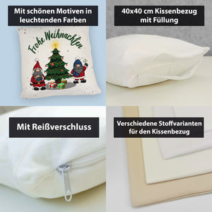 Weihnachtswichtel Kissen mit Spruch Frohe Weihnachten