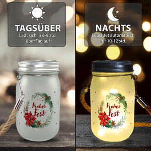 Weihnachtskranz Solarlicht mit Spruch Frohes Fest