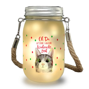 Oh Du glitzernd funkelnde Weihnachtszeit Katze Solarlicht