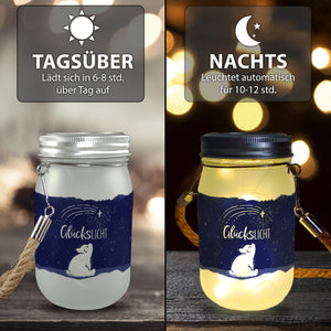 Eisbär Solarlicht mit Spruch Glückslicht