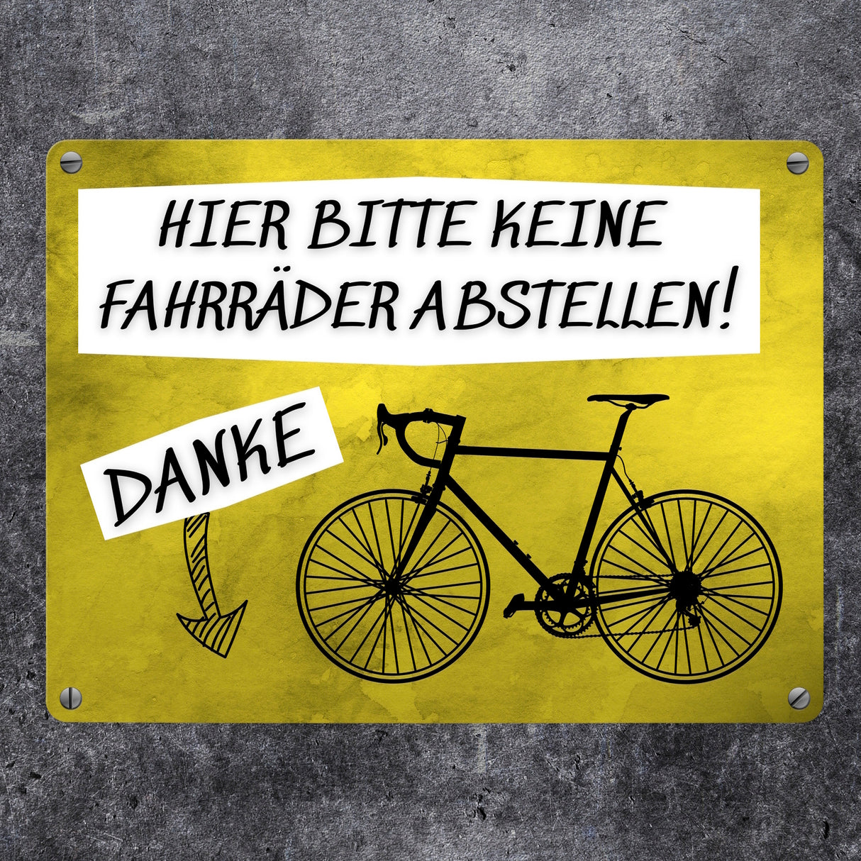 Hinweisschild Metallschild in 15x20 cm mit Spruch Hier keine Fahrräder abstellen