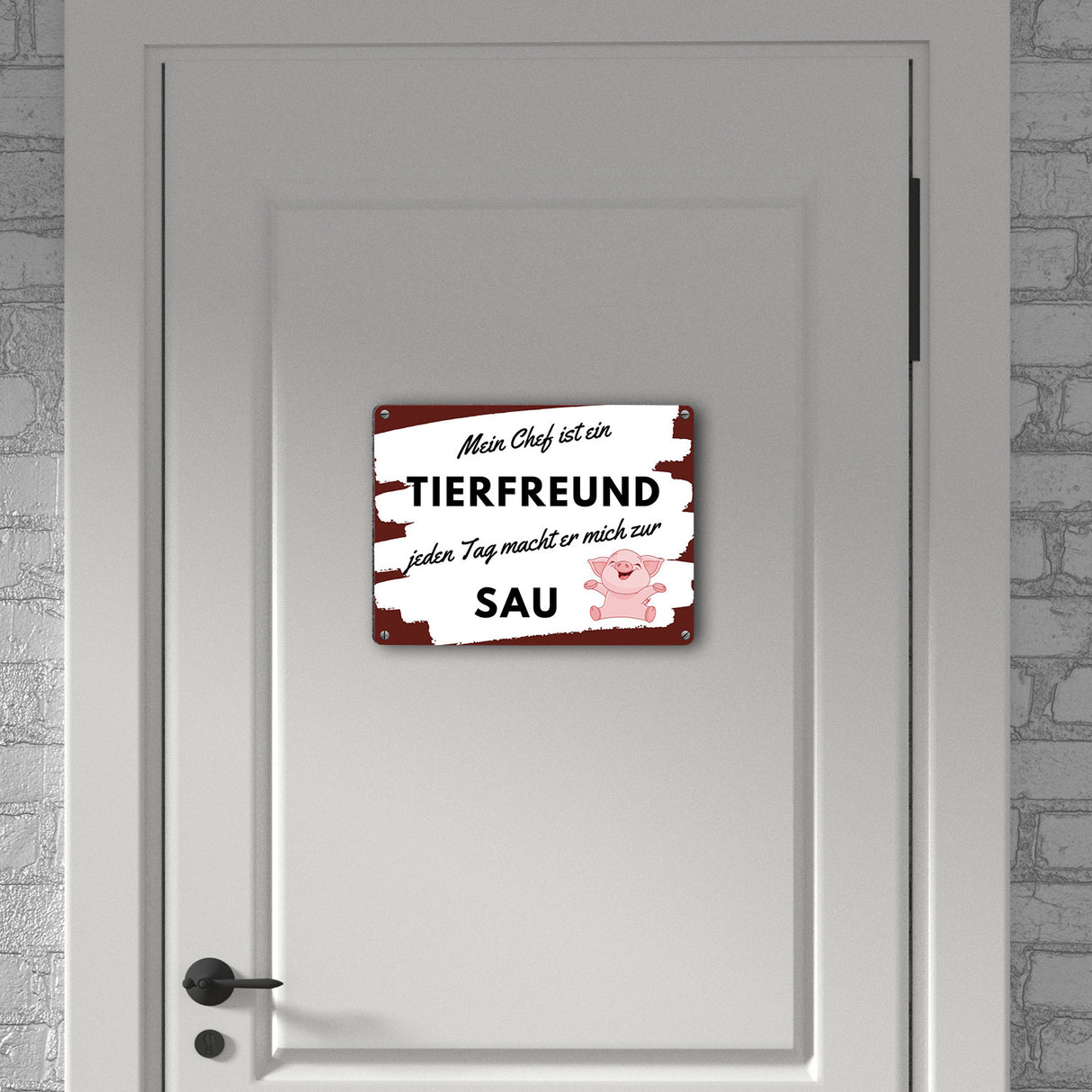 Mein Chef ist ein Tierfreund Metallschild in 15x20 cm mit Spruch