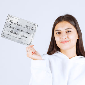 Küchen Metallschild in 15x20 cm mit Spruch In dieser Küche kann man vom Boden essen