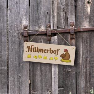 Hühnerhof Metallschild mit Spruch