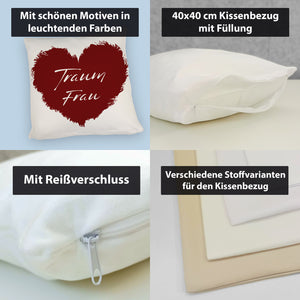 Traumfrau Kissen mit rotem Herz