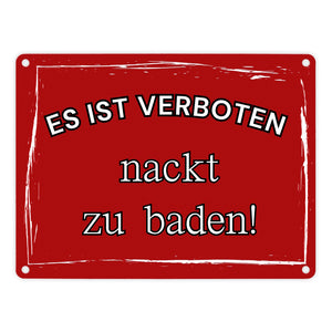 Es ist verboten nackt zu baden Metallschild in 15x20 cm