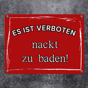 Es ist verboten nackt zu baden Metallschild in 15x20 cm