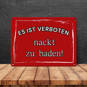 Es ist verboten nackt zu baden Metallschild in 15x20 cm