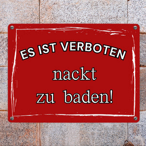 Es ist verboten nackt zu baden Metallschild in 15x20 cm