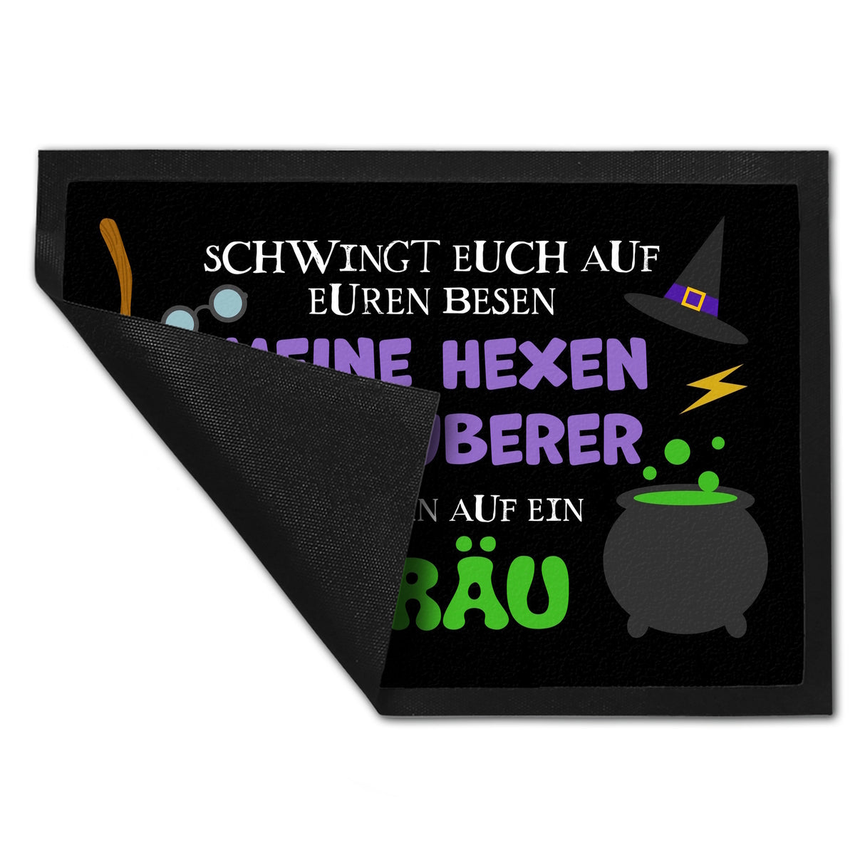 Hexenkessel Halloween Fußmatte mit Spruch- Kommt Hexen & Zauberer auf ein Gebräu