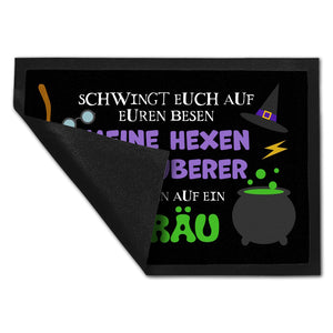 Hexenkessel Halloween Fußmatte mit Spruch- Kommt Hexen & Zauberer auf ein Gebräu