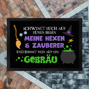 Hexenkessel Halloween Fußmatte mit Spruch- Kommt Hexen & Zauberer auf ein Gebräu