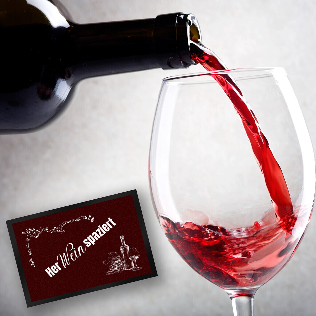Wein Fußmatte in 35x50 cm mit Spruch Herweinspaziert