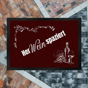 Wein Fußmatte in 35x50 cm mit Spruch Herweinspaziert