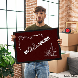 Wein Fußmatte in 35x50 cm mit Spruch Herweinspaziert