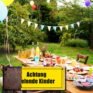 Rostoptik Warnschild Metallschild mit Spruch Achtung elende Kinder