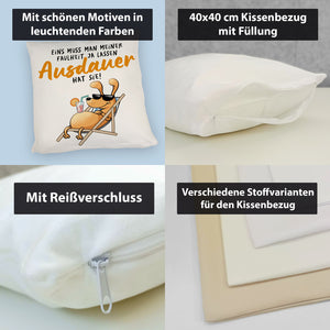 Fauler Hund Kissen mit Spruch Meine Faulheit hat Ausdauer