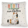Glückskatze Kissen mit Spruch Heute ist ein guter Tag zum Chillen