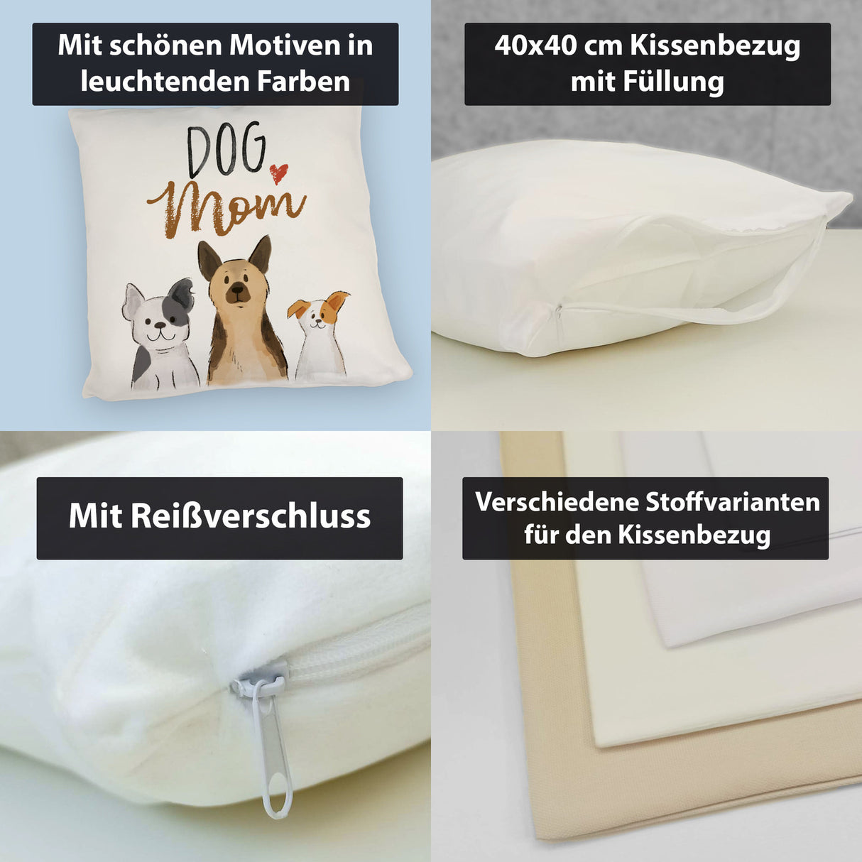 Dog Mom Kissen mit Spruch