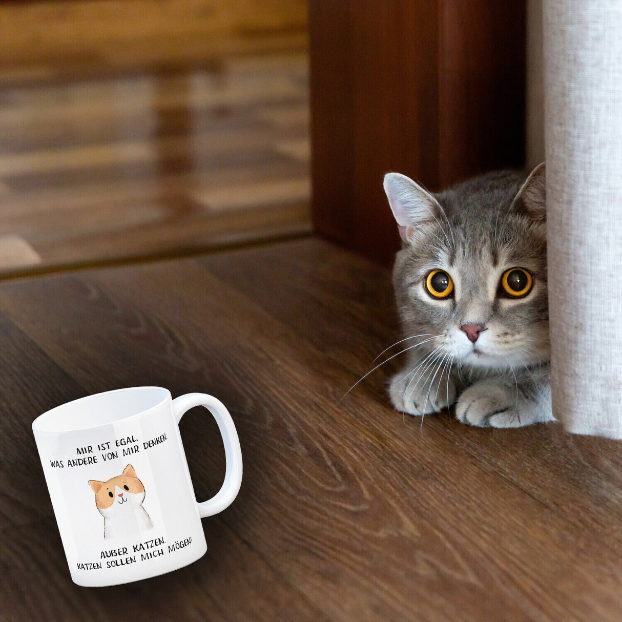 Ist mir egal was Andere denken Kaffeebecher mit Spruch Außer Katzen