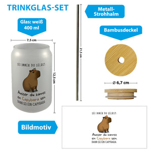 Sei immer du selbst - ausser du kannst ein Capybara sein Trinkglas mit Bambusdeckel