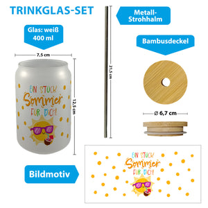 Ein Stück Sommer für dich Trinkglas mit Bambusdeckel mit Spruch