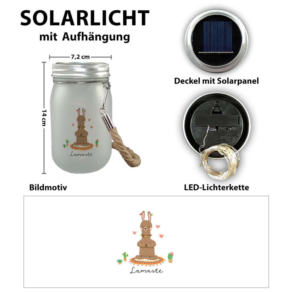 Lama Solarlicht mit Spruch Lamaste