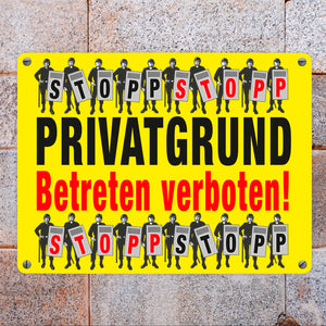 Privatgrund Metallschild in 15x20 cm mit Spruch Betreten verboten
